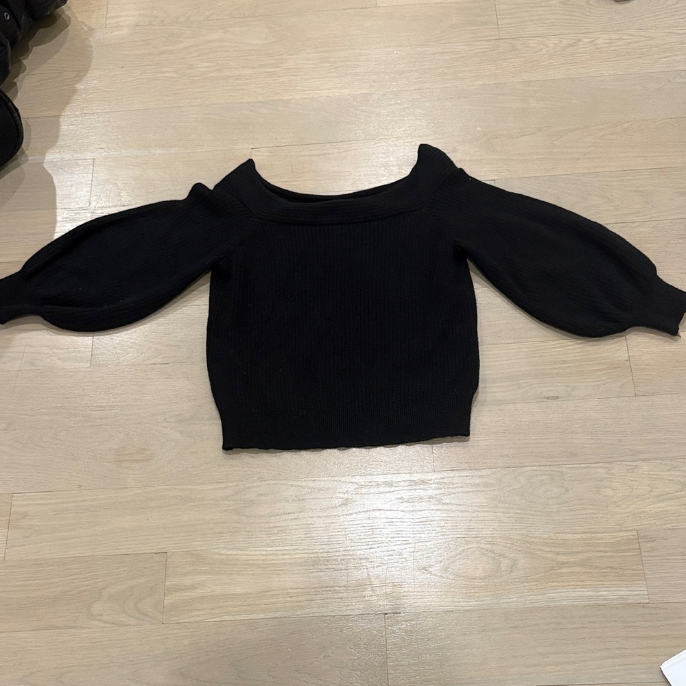Moth Off-the-Shoulder Black Sweater